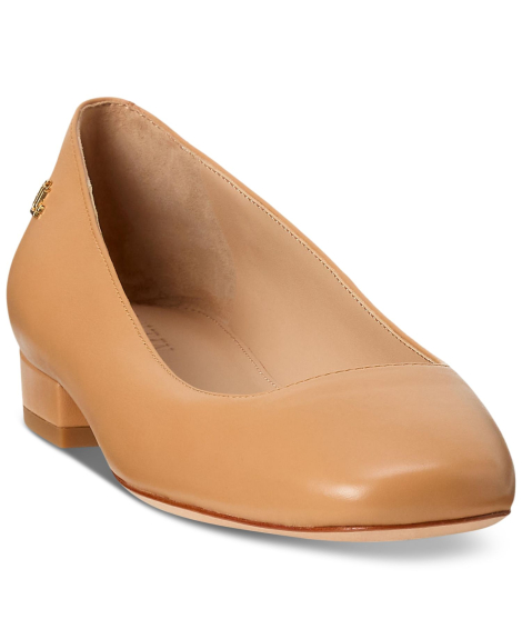 Женские балетки Emellie Ralph Lauren из натуральной кожи 39 (8 US) 25,5 см Бежевый 1159858925