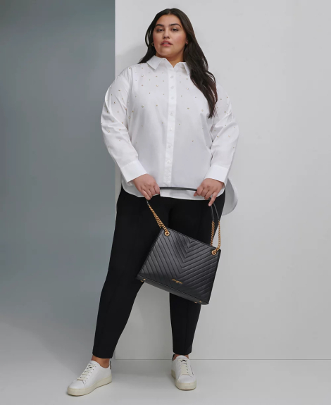 Жіноча легка блузка Karl Lagerfeld з намистинками 1159838846 (Білий 2X)