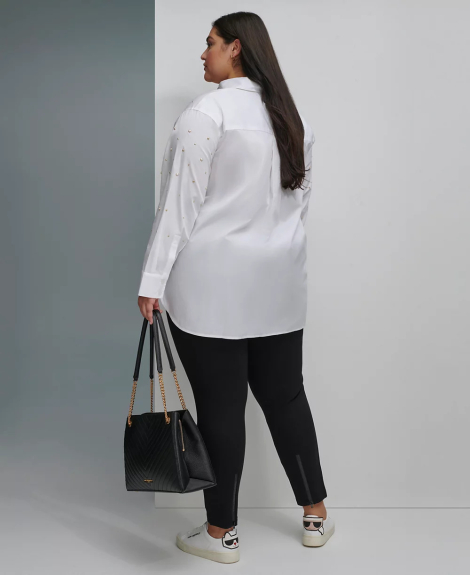 Жіноча легка блузка Karl Lagerfeld з намистинками 1159838846 (Білий 2X)