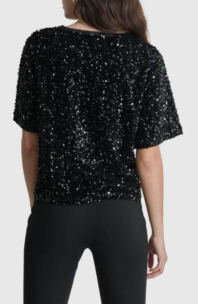Бархатная блузка DKNY с пайетками 1159841891 (Черный XL)