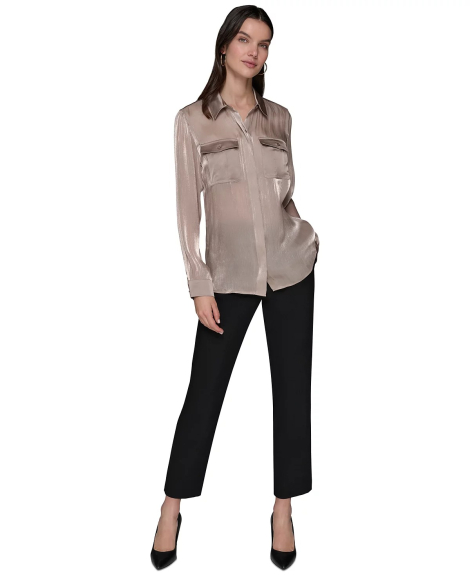 Жіноча напівпрозора блуза Karl Lagerfeld Paris 1159842693 (Коричневий XS)