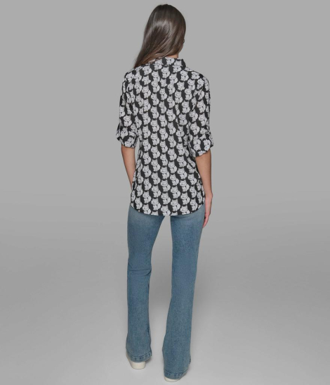 Жіноча блуза Karl Lagerfeld Paris з принтом 1159847404 (Чорний/Білий S)