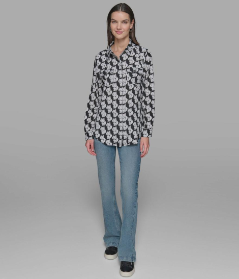 Жіноча блуза Karl Lagerfeld Paris з принтом 1159847404 (Чорний/Білий S)