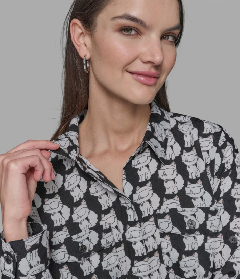 Жіноча блуза Karl Lagerfeld Paris з принтом 1159847404 (Чорний/Білий S)