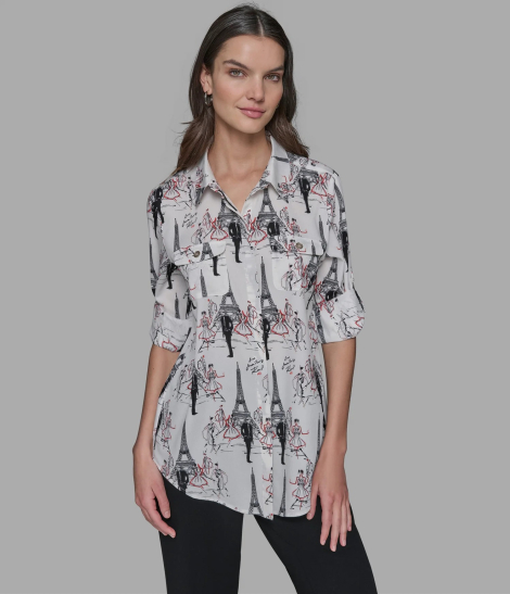 Женская блузка Karl Lagerfeld Paris с принтом 1159847408 (Белый S)