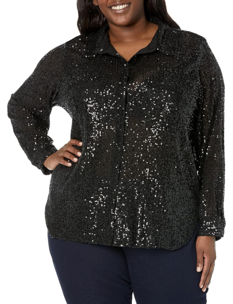 Женская легкая блуза Calvin Klein с пайетками 1159848810 (Черный 1X)