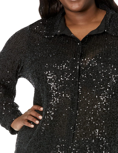 Женская легкая блуза Calvin Klein с пайетками 1159848810 (Черный 1X)