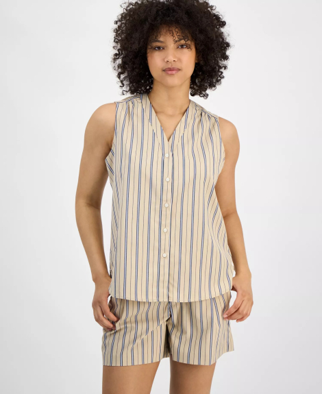 Легка жіноча сорочка Tommy Hilfiger без рукавів 1159852191 (Бежевий M)