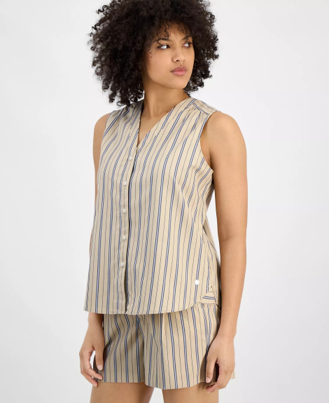 Легка жіноча сорочка Tommy Hilfiger без рукавів 1159852191 (Бежевий M)