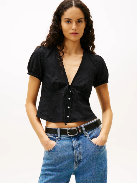 Жіноча блузка Tommy Hilfiger із зав'язками 1159854445 (Чорний XS)