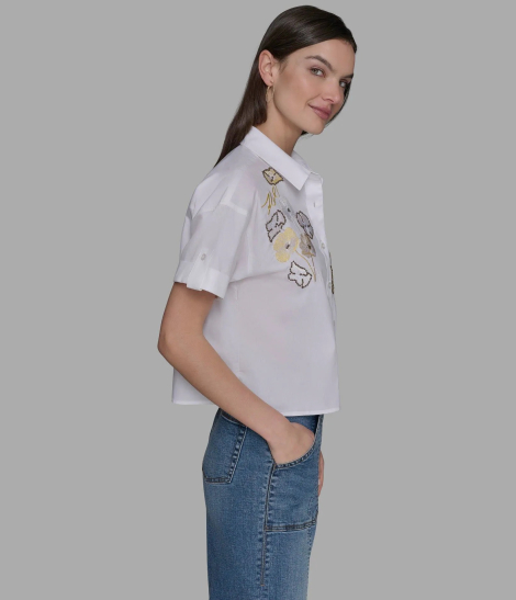 Женская блуза Karl Lagerfeld с вышивкой 1159856575 (Белый M)
