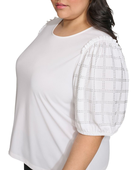 Женская блуза Karl Lagerfeld Paris со стразами 1159857205 (Белый 3X)