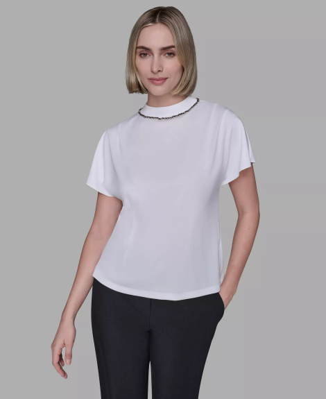 Женская блуза Karl Lagerfeld Paris короткие рукава 1159862906 (Белый XS)