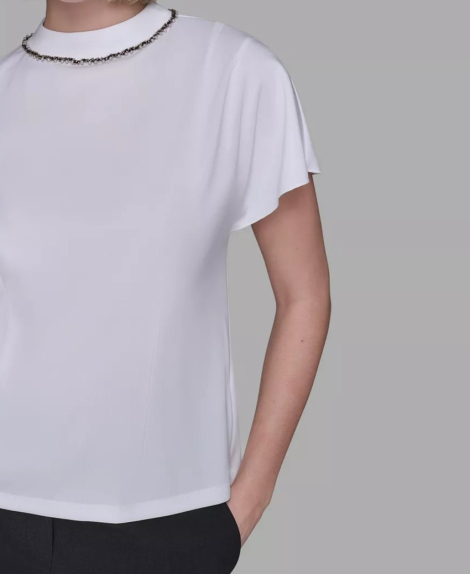 Женская блуза Karl Lagerfeld Paris короткие рукава 1159862906 (Белый XS)