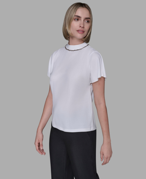 Женская блуза Karl Lagerfeld Paris короткие рукава 1159862906 (Белый XS)
