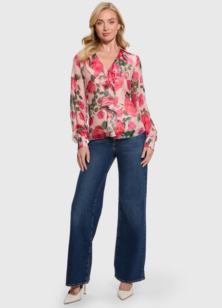 Жіноча блуза Guess з принтом 1159864297 (рожевий L).