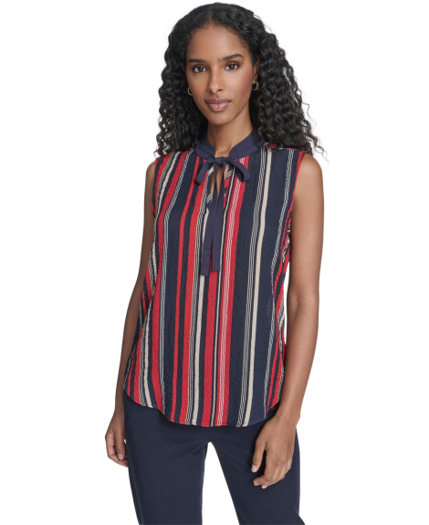 Легкая женская блузка Tommy Hilfiger без рукавов 1160138529 (Синий/Красный L)