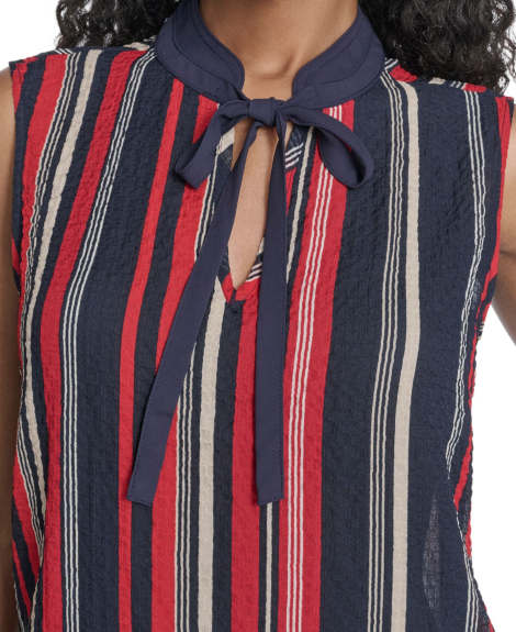 Легкая женская блузка Tommy Hilfiger без рукавов 1160138529 (Синий/Красный L)