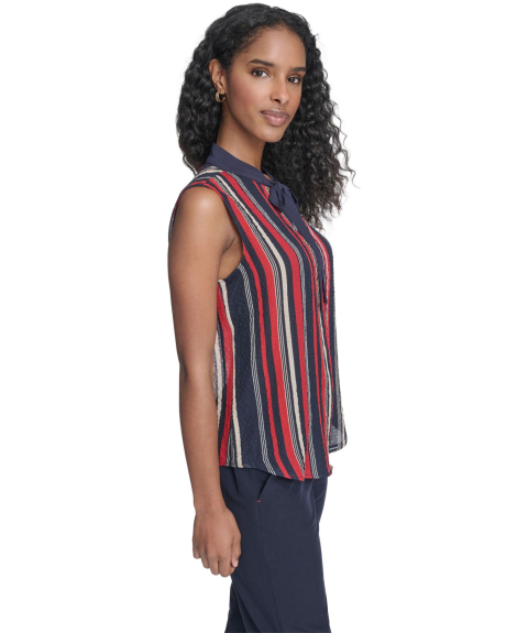 Легкая женская блузка Tommy Hilfiger без рукавов 1160138529 (Синий/Красный L)