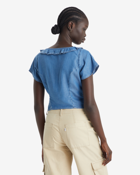 Женская джинсовая блуза Levi's с оборками 1160257709 (Синий S)