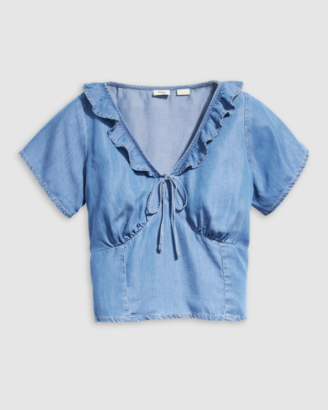 Женская джинсовая блуза Levi's с оборками 1160257709 (Синий S)
