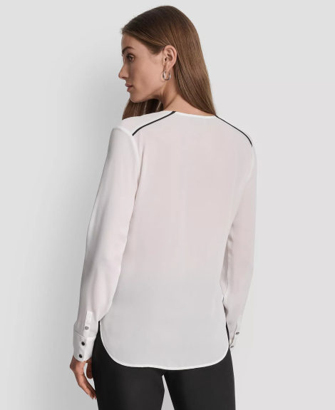 Жіноча напівпрозора блузка DKNY 1161363490 (Молочний S)