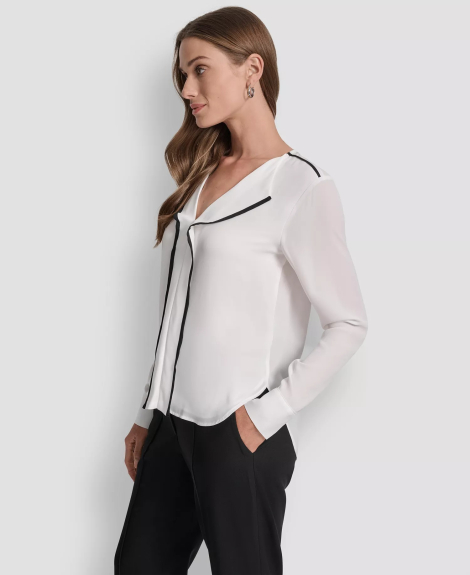 Жіноча напівпрозора блузка DKNY 1161363490 (Молочний S)