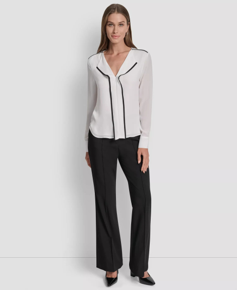 Жіноча напівпрозора блузка DKNY 1161363490 (Молочний S)