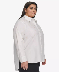 Женская легкая блузка Karl Lagerfeld с бусинками 1159838846 (Белый 2X)
