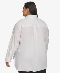 Жіноча легка блузка Karl Lagerfeld з намистинками 1159838846 (Білий 2X)