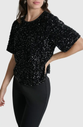 Бархатная блузка DKNY с пайетками 1159841891 (Черный XL)
