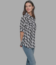 Женская блуза Karl Lagerfeld Paris с принтом 1159847404 (Черный/Белый S)