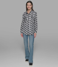 Жіноча блуза Karl Lagerfeld Paris з принтом 1159847404 (Чорний/Білий S)