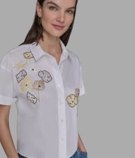 Женская блуза Karl Lagerfeld с вышивкой 1159856575 (Белый M)