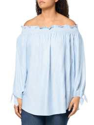 Женская блузка Tommy Hilfiger с открытыми плечами 1159858747 (Голубой S)