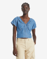 Женская джинсовая блуза Levi's с оборками 1160257709 (Синий S)