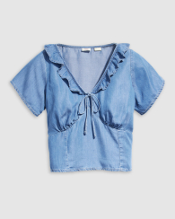 Женская джинсовая блуза Levi's с оборками 1160257709 (Синий S)