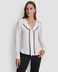 Жіноча напівпрозора блузка DKNY 1161363490 (Молочний S)