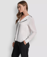 Жіноча напівпрозора блузка DKNY 1161363490 (Молочний S)