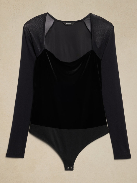Женское боди Banana Republic с длинными рукавами 1159838965 (Черный XXL)
