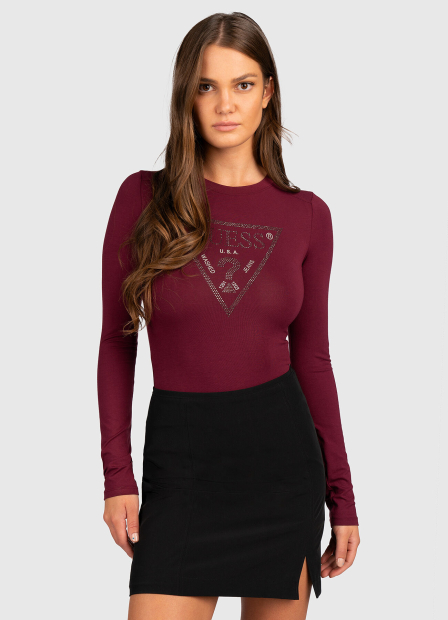 Жіноче боді з довгими рукавами 1159847861 (Бордовий L)