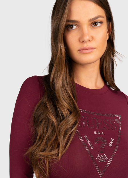 Жіноче боді з довгими рукавами 1159847861 (Бордовий L)