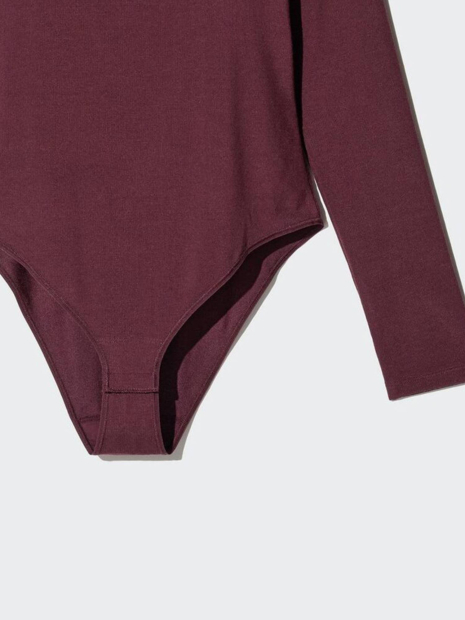 Боди с длинным рукавом HEATTECH UNIQLO со вшитыми чашечками 1159851869 (Бордовый M)