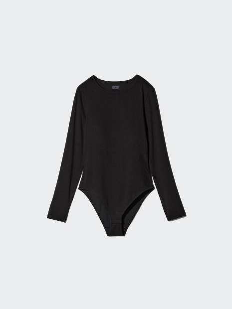 Боди с длинным рукавом HEATTECH UNIQLO со вшитыми чашечками 1159851877 (Черный XXL)