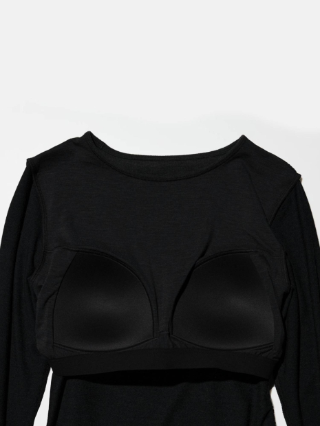 Боди с длинным рукавом HEATTECH UNIQLO со вшитыми чашечками 1159851877 (Черный XXL)