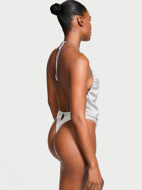 Атласный боди Victoria's Secret 1159857849 (Серый L)