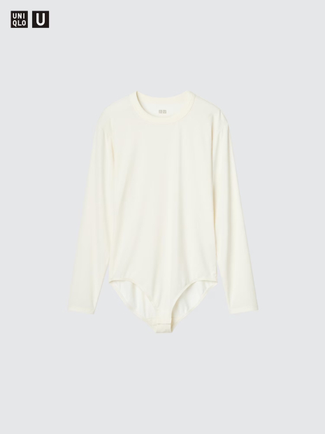 Жіноче боді AIRism UNIQLO з довгим рукавом 1159989473 (Молочний M)