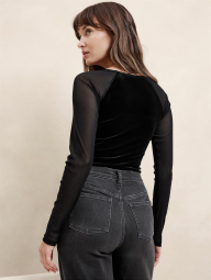 Женское боди Banana Republic с длинными рукавами 1159838965 (Черный XXL)