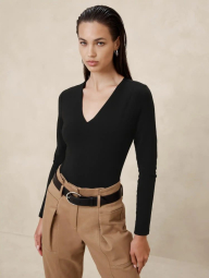 Женское боди Banana Republic с длинными рукавами 1159843645 (Черный S)