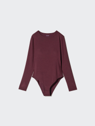 Боди с длинным рукавом HEATTECH UNIQLO со вшитыми чашечками 1159851869 (Бордовый M)